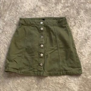 Green button up skirt